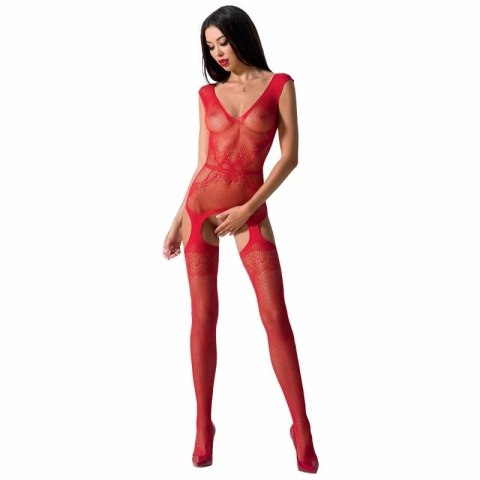 Passion BS062 Bodystocking czerwony kabaretkowy, haft, uniwersalny