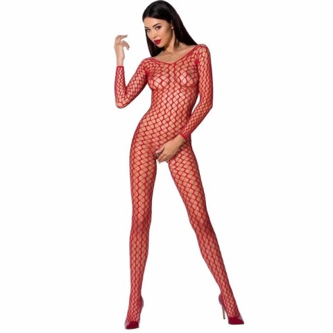 Passion BS068 Bodystocking koronkowy czerwony, jeden rozmiar
