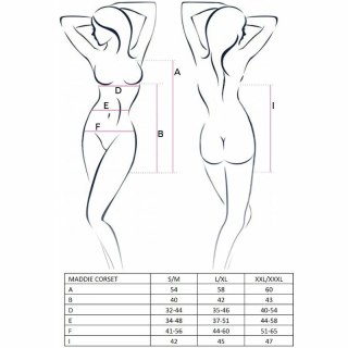 Passion Maddie Czarny Gorset + Stringi Rozmiar S/M Elegancki Design