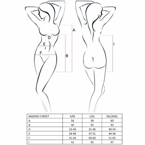 Passion Maddie Czarny Gorset + Stringi Rozmiar S/M Elegancki Design