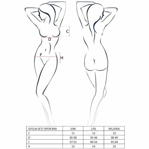 Passion Ofelia zestaw bielizny damskiej S/M biały komplet 3-częściowy