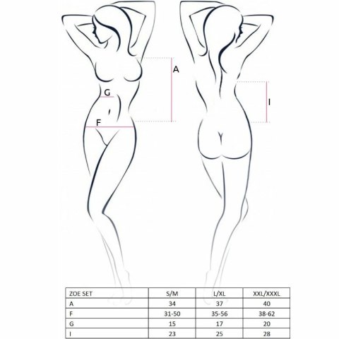 Passion Zoe komplet damski top i stringi czarny S/M