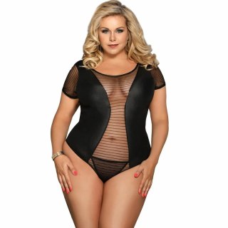 Subblime Queen Plus Body Fetyszowe z Krotkim Rękawem Czarny Plus Size
