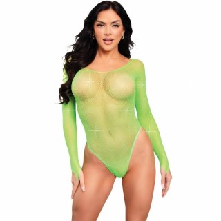 Leg Avenue Body z Długim Rękawem Zielone z Kryształkami One Size