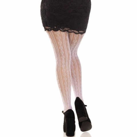 Leg Avenue Sweetheart Net pończochy kabaretki serca kokardki białe One Size