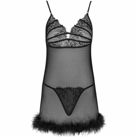 Livco Corsetti Zerunam - Czarny komplet babydoll z koronką i stringami