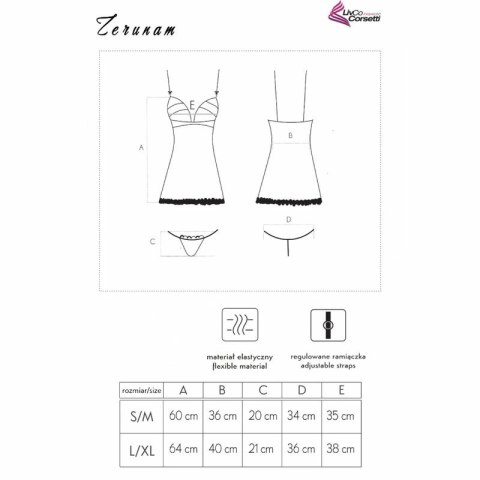 Livco Corsetti Zerunam - Czarny komplet babydoll z koronką i stringami