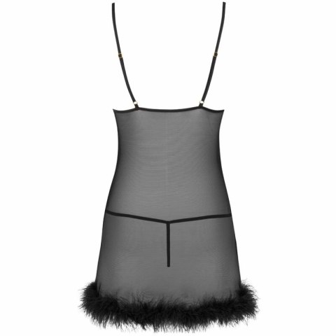 Livco Corsetti Zerunam czarny komplet babydoll z koronką i stringami