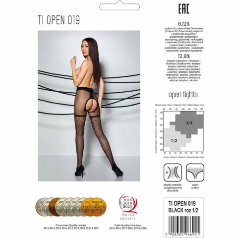 PASSION TioPen 019 rajstopy czarne 1/2 20 DEN eleganckie dekoracje
