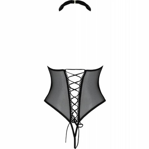 Passion Trisha Open Body L/XL czarny - z chokerem, gorsetowy tył