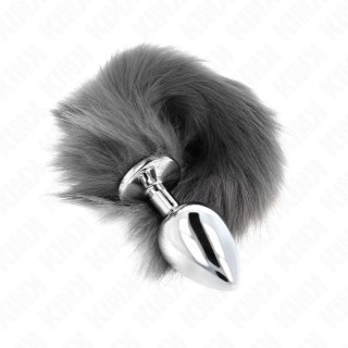 KINK Korek z syntetycznym ogonem L 10x4cm szaro-biały silikon