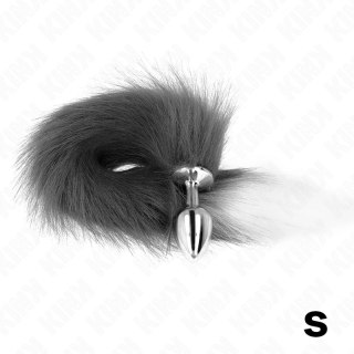 KINK Model S - Korek z syntetycznym ogonem szaro-białym 7x3cm 40cm