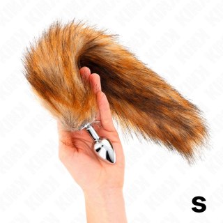 KINK Plug analny S z syntetycznym ogonem 40 cm brązowy silikonowy