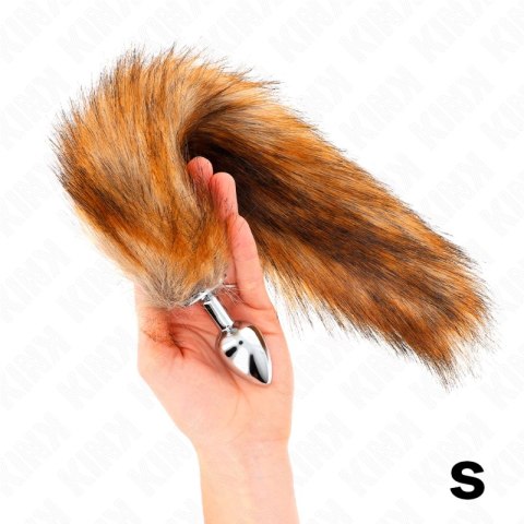 KINK Plug analny S z syntetycznym ogonem 40 cm brązowy silikonowy