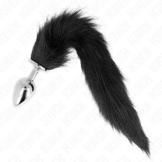 KINK Plug z ogonem syntetycznym L 10x4cm czarny - silikonowy, 40cm ogon