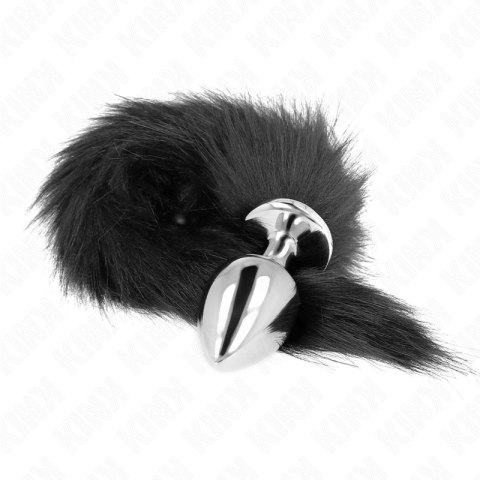 KINK Plug z ogonem syntetycznym L 10x4cm czarny - silikonowy, 40cm ogon