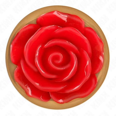 Kink Rose Gold Metal Plug z Czerwoną Rożą - Stal, 7,8 cm, ozdobny