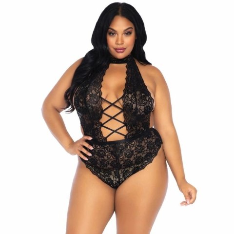 Leg Avenue Body Koronkowe Kwiatowe Plus Size Czarny