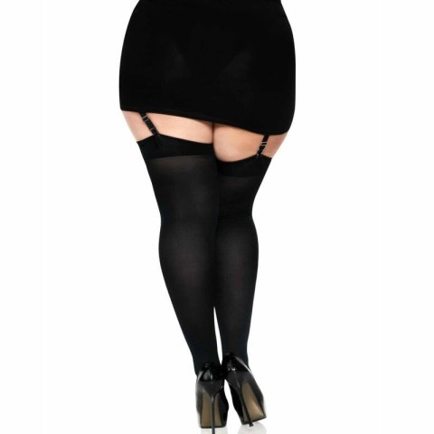 Leg Avenue Pończochy Za Kolano Plus Size z Czarną Kokardką Nylon