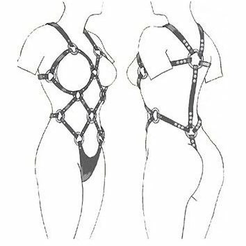 Svenjoyment Leather Body Harness damski, regulowany, czarny S-XL