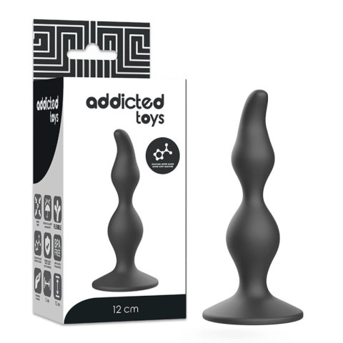 Addicted Toys Korek Analny 12 cm Czarny Silikonowy z Szeroką Podstawą