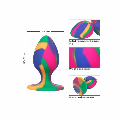 CalExotics Cheeky Medium Tie Dye - silikonowa zatyczka z przyssawką, kolorowa