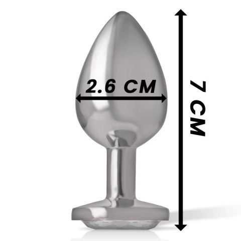 Intense Aluminium Plug S z Białym Kryształem - Rozmiar S, 7 cm