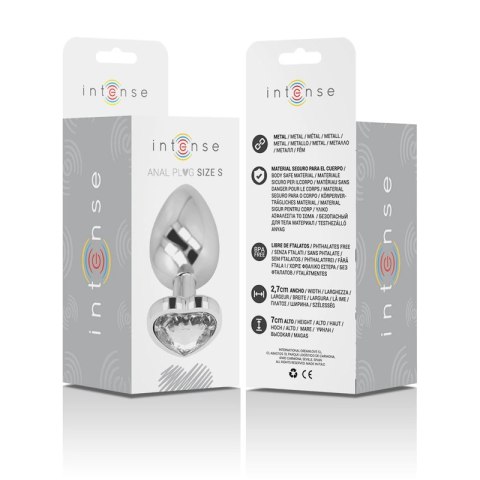Intense Aluminium Plug S z Białym Kryształem - Rozmiar S, 7 cm