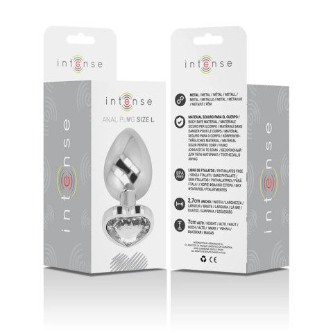 Intense Korek Metalowy Aluminium Białe Serce L 9cm x 4cm