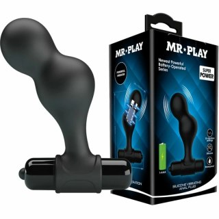 MR PLAY Czarny silikonowy wibrator analny 10 trybow, kompaktowy