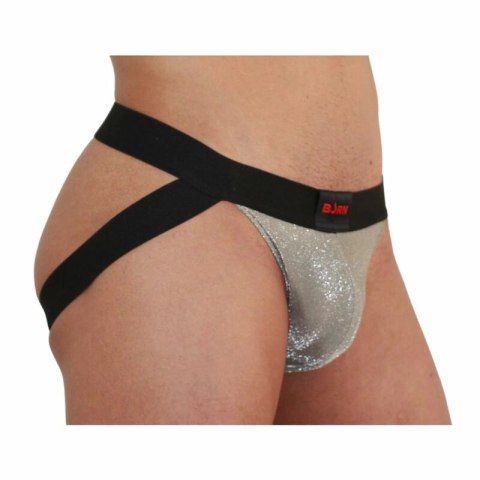 BURN Jockstrap 001 błyszczący beż/czarny S - designerska bielizna męska