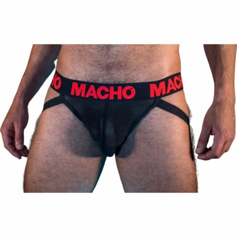 Macho MX26X2 Jockstrap czarno-czerwony XL - elastyczny połprzezroczysty
