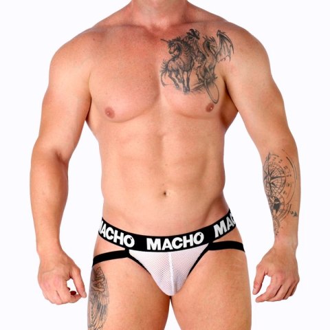 MACHO JOCK MX26X1 Grid Siatkowy Jockstrap Biały M Elastyczna Tkanina