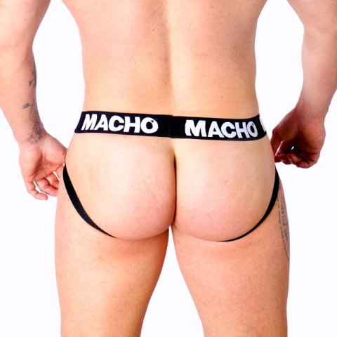 MACHO MX27GR Jockstrap imitujący skorę szary/beżowy S