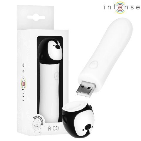 INTENSE RICO - Kompaktowy Wibrujący Model Pingwin USB, 8 Trybow, Biały