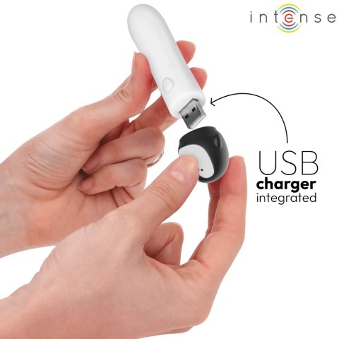 INTENSE RICO - Kompaktowy Wibrujący Model Pingwin USB, 8 Trybow, Biały