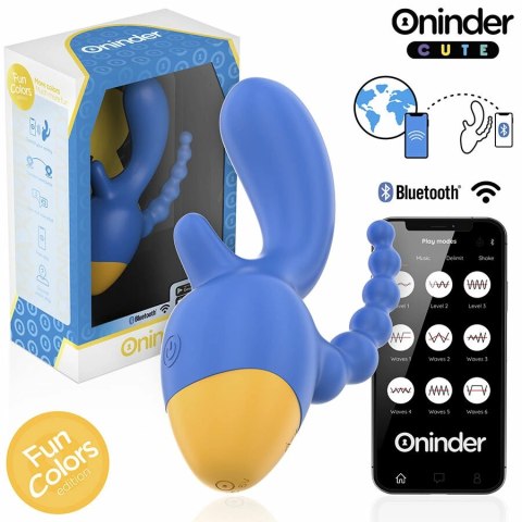 ONINDER Cute Triple Vibrator z Aplikacją - 9 Trybow, USB, Niebiesko-Żołty