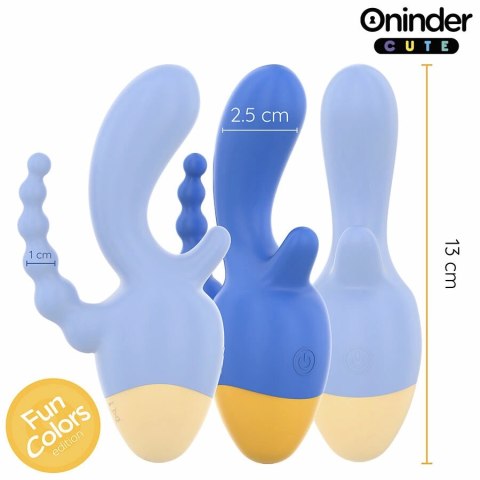 ONINDER Cute Triple Vibrator z Aplikacją - 9 Trybow, USB, Niebiesko-Żołty