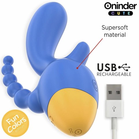 ONINDER Cute Triple Vibrator z Aplikacją - 9 Trybow, USB, Niebiesko-Żołty