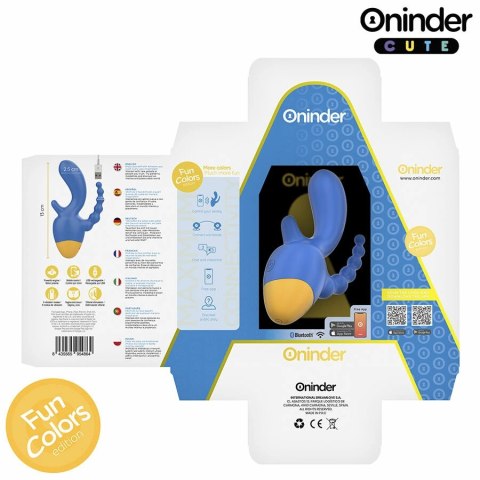 ONINDER Cute Triple Vibrator z Aplikacją - 9 Trybow, USB, Niebiesko-Żołty