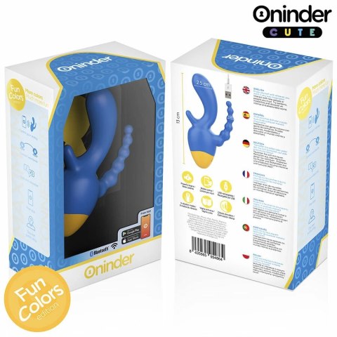 ONINDER Cute Triple Vibrator z Aplikacją - 9 Trybow, USB, Niebiesko-Żołty