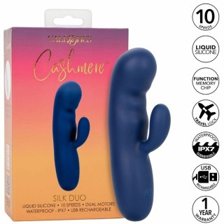 CalExotics Cashmere Silk Duo Blue - masażer dwusilnikowy, silikon, wodoodporny