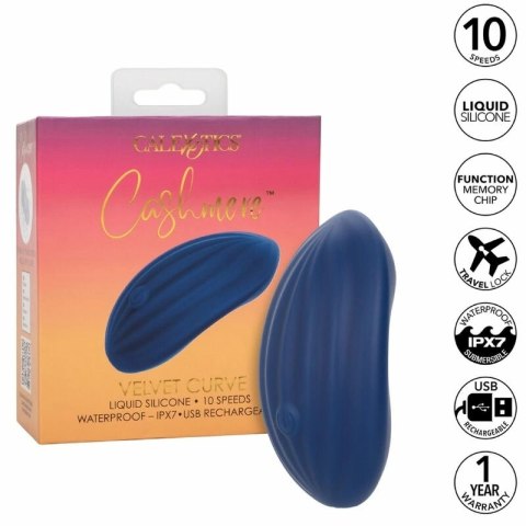 CalExotics Cashmere Velvet Curve Blue - Masażer silikonowy 10 trybow IPX7