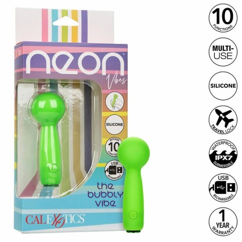 CalExotics Neon Vibes Bubbly Vibe Mini Masażer Zielony 10 Trybow USB