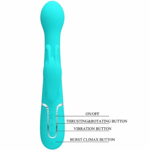 Pretty Love Dejon Rabbit 3w1 wielofunkcyjny masażer aqua green silikon
