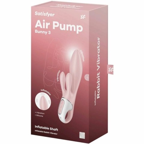 Satisfyer Air Pump Bunny 3 - rożowy, dmuchany model z 12 trybami pracy
