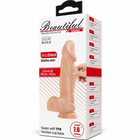 Baile Zebulon Model 19,4 cm Naturalny - elastyczny, z przyssawką