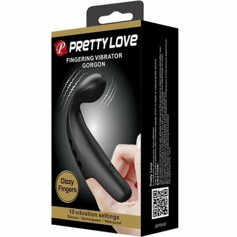 Pretty Love Gorgon Czarny - Wibrujący Pierścień na Palec, 10 Trybow, USB