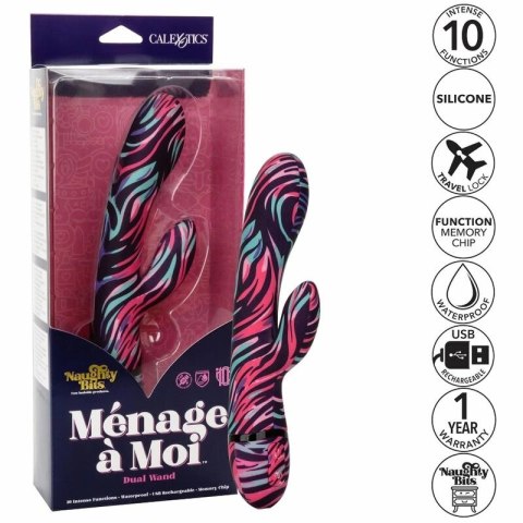 CalExotics Menage Moi dwustronny wibrator rożdżka USB 21cm fioletowy