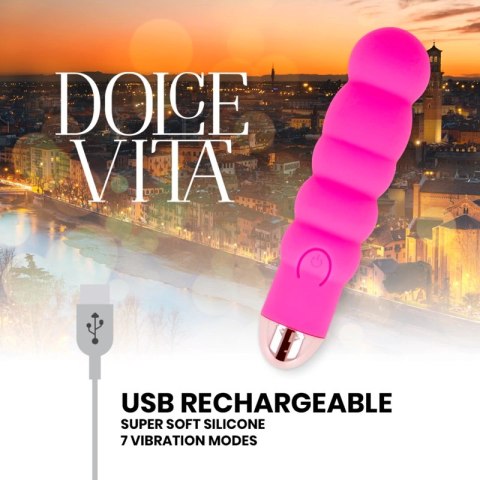 Dolce Vita Model Six Rożowy - Wibrator USB, 7 Trybow, 13 cm
